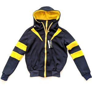 NWT Navy Yellow Fleece Full Zipper Hoodie
